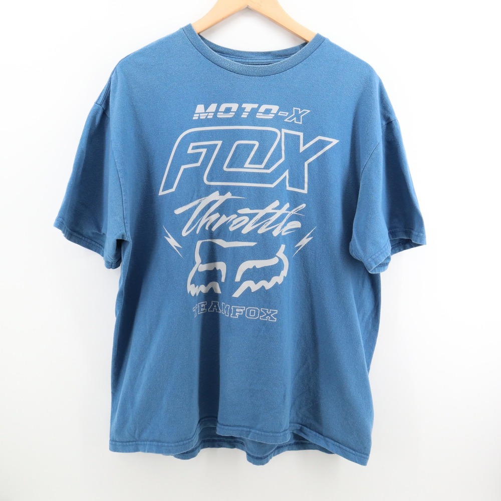 Fox Racing T-Shirt Mens XL Moto-X Throttle Blue Modern Graphic Tee Good